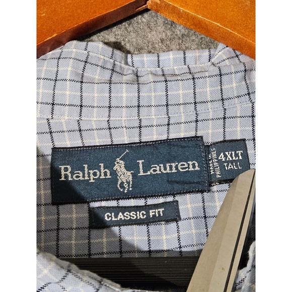 Ralph Lauren Button Down Shirt Mens 4XLT Blue Plaid Classic Fit Long Sleeve - Picture 6 of 7